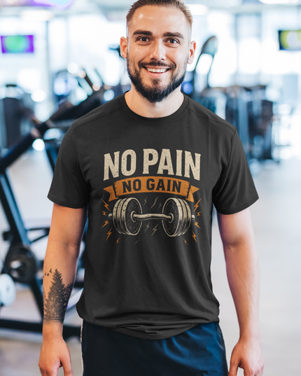 No Pain No Gain- Round Neck T-Shirt - Inkstring