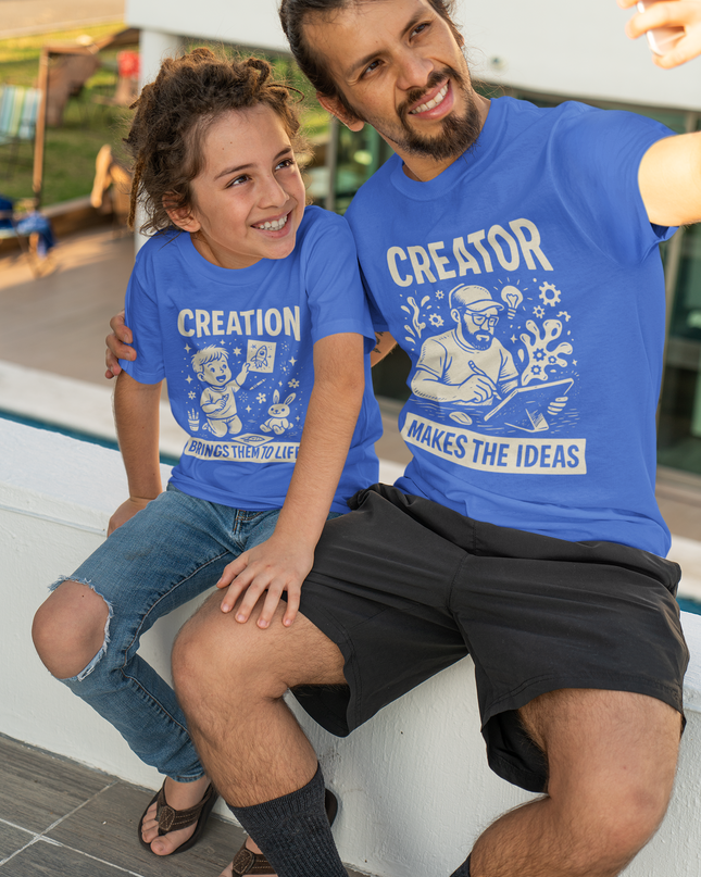 Creator Creation Dad Son Combo Round Neck T-Shirts - Inkstring
