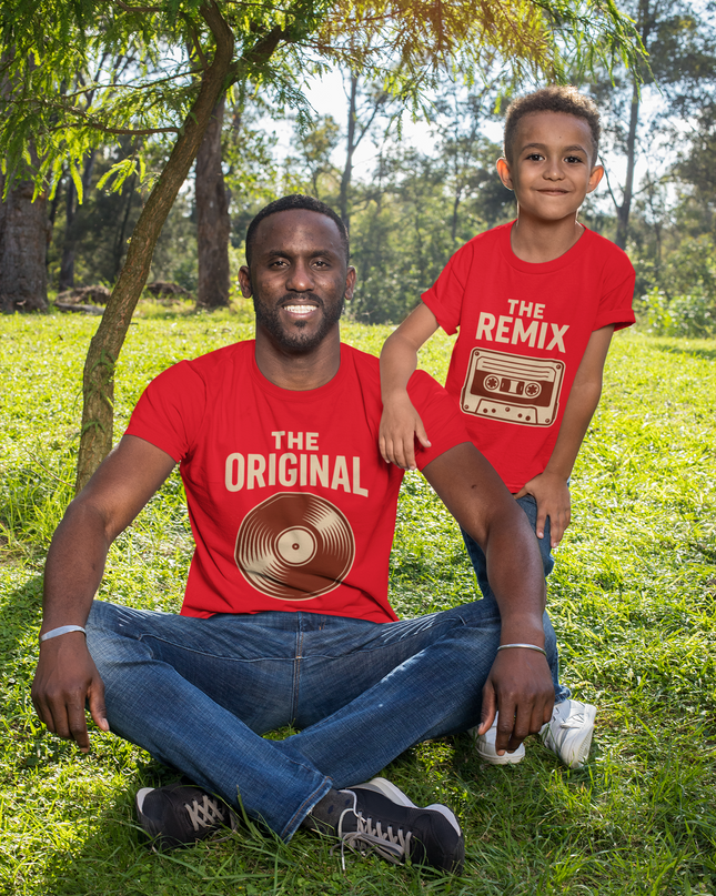 Original Remix Dad Son Combo Round Neck T-Shirts - Inkstring