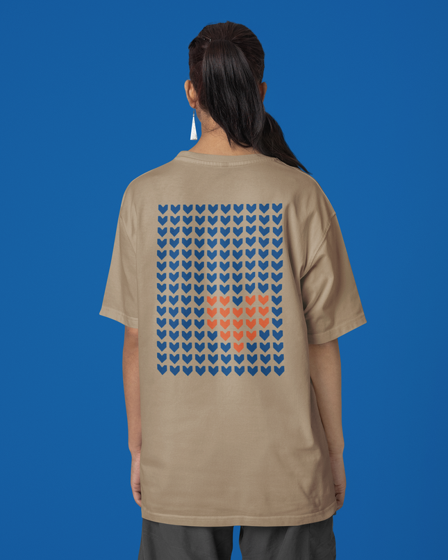Hearts Pattern Graphic Printed Oversized T-Shirt - Inkstring