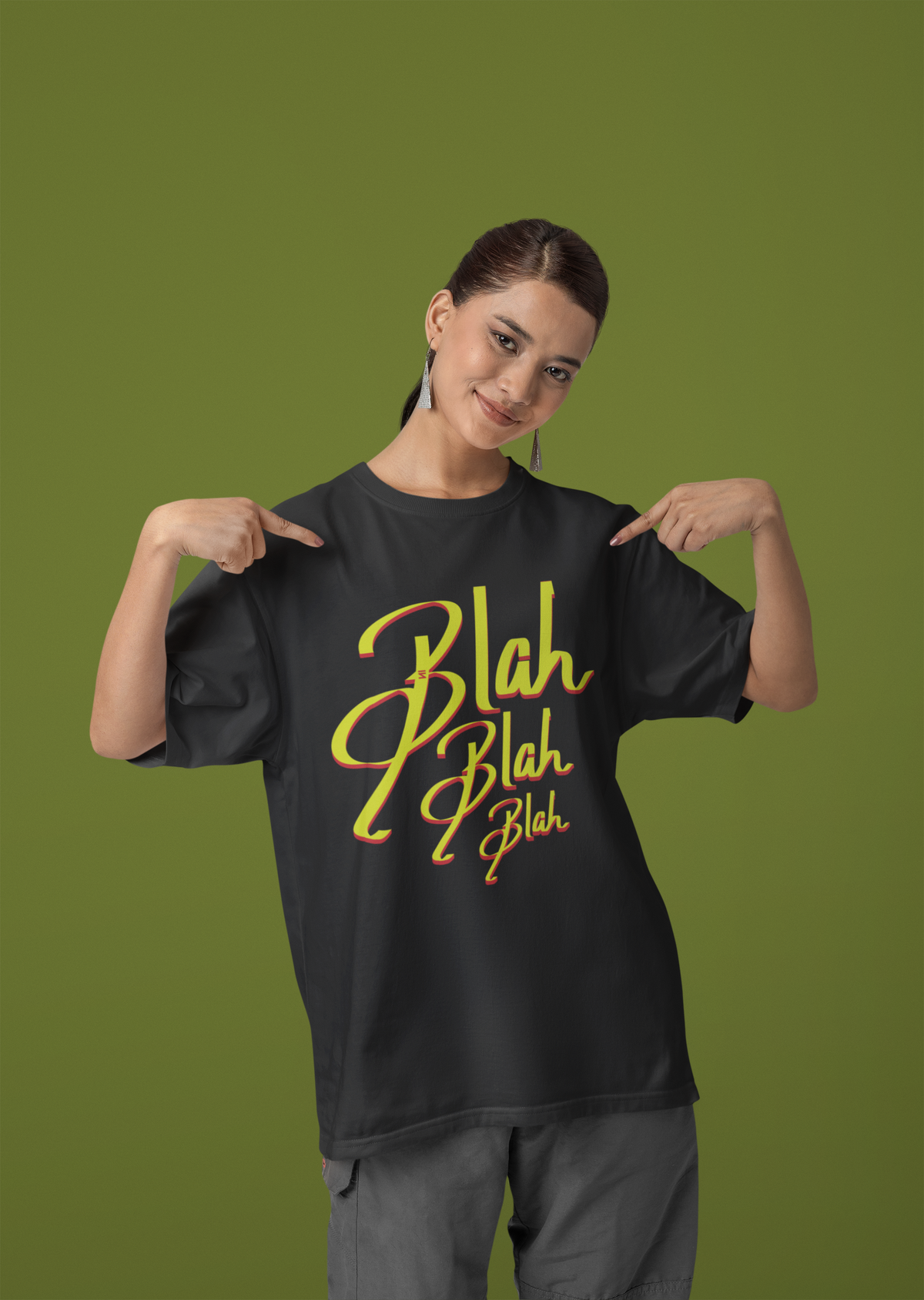 Blah Blah Blah Graphic Printed Oversized T-Shirt