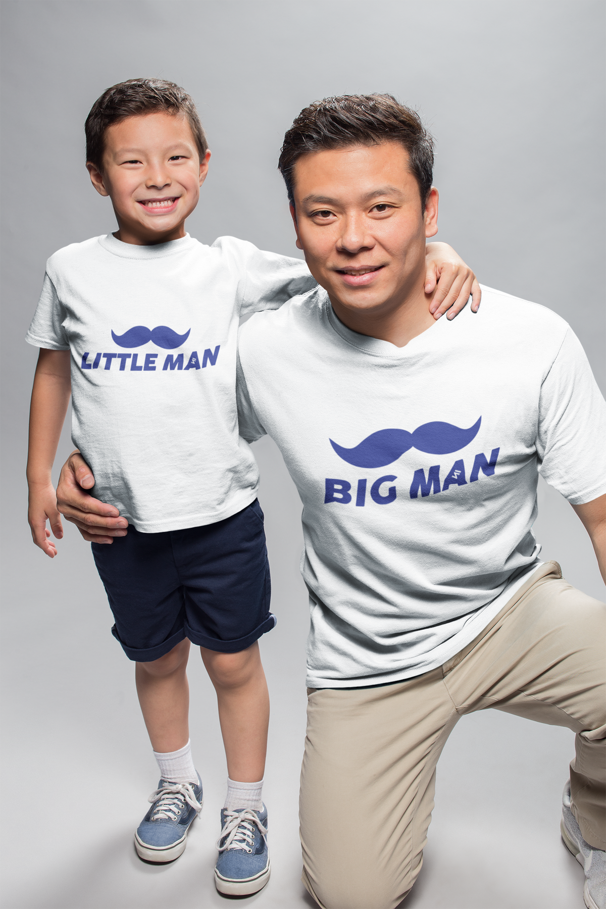 Big Man Little Man Round Neck T-Shirt - Dad Son