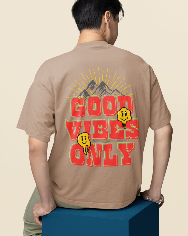 Good Vibes Only Graphic Printed Oversized T-Shirt - Unisex - Inkstring