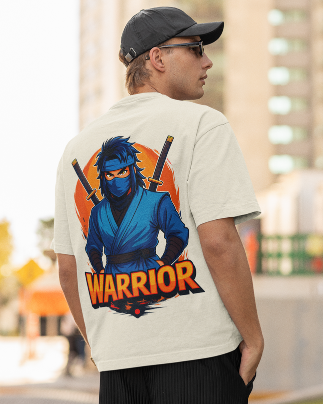 Anime Warrior Artwork Printed Oversized T-Shirt - Unisex - Inkstring