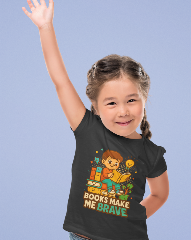 Books make me brave Graphic printed T-Shirt - Inkstring