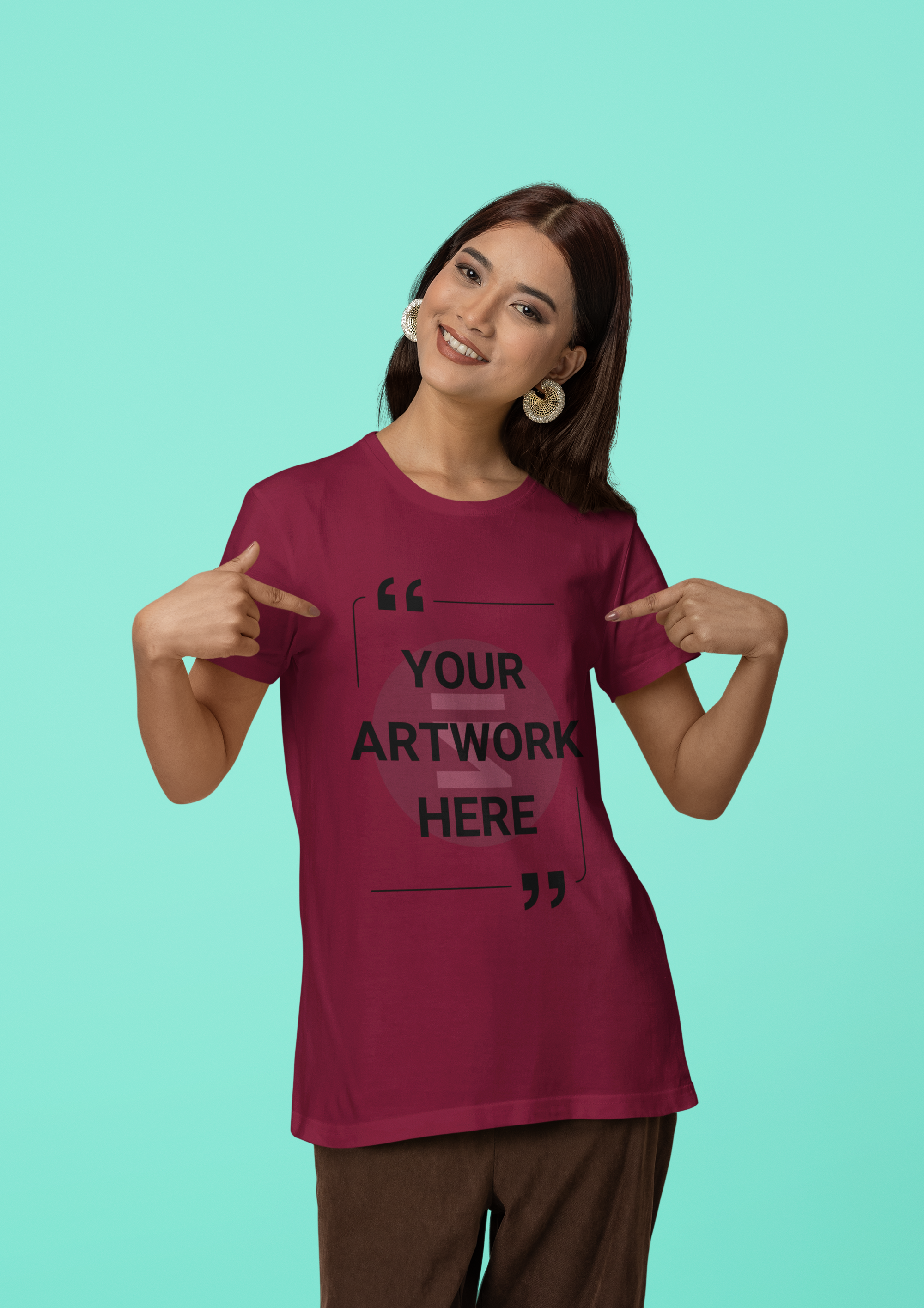 Custom Printed Round Neck Regular Fit T-Shirt - Unisex - Maroon